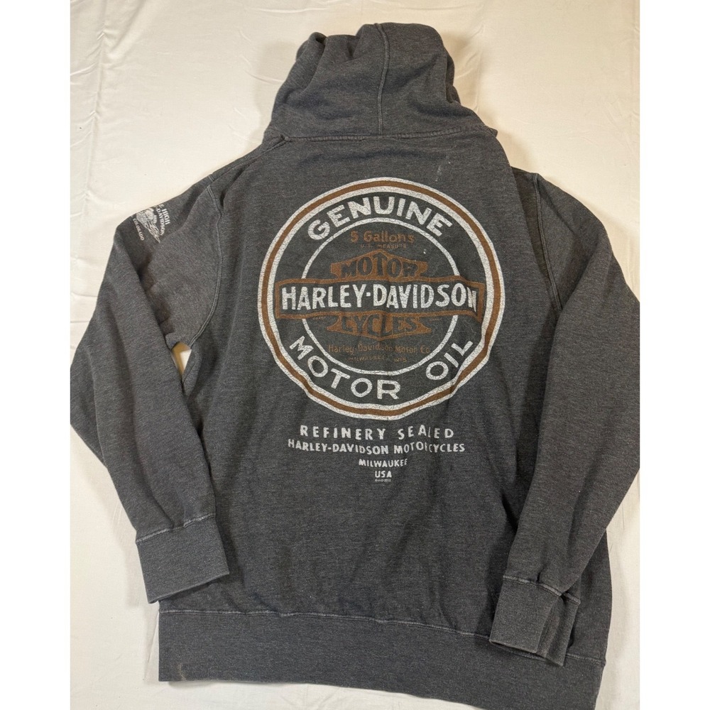 Harley Davidson Mile High Denver Colorado Zip Hoodie Gray XL